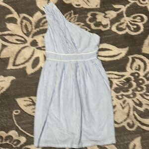Southern frock sear sucker dress. Size 4. Blue and white. Dressy or casual.